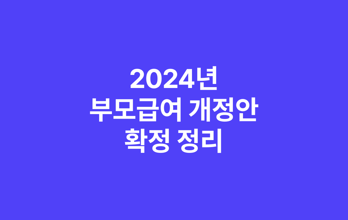 2024 부모급여 개정안 확정 정리