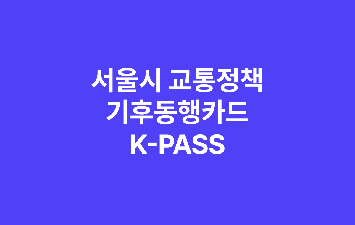 서울시 교통정책 기후동행카드 K-Pass