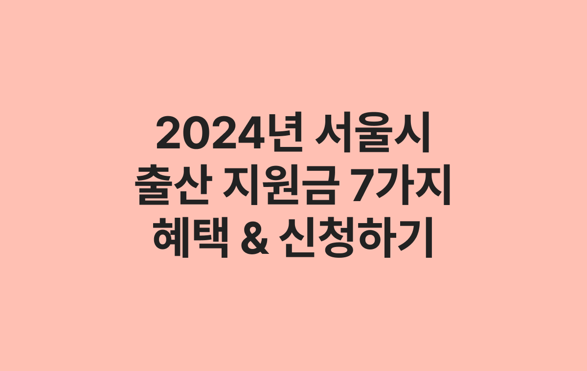 2024 서울시 출산지원금 혜택 & 신청 방법